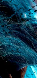 Abstract blue energy wallpaper with motion blur and dynamic visual effects.