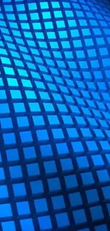 Dynamic blue geometric pattern wallpaper with a 3D grid design.