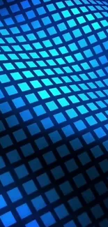 Dynamic blue grid wallpaper with geometric pattern.