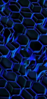 Dynamic blue hexagon pattern wallpaper with futuristic look.