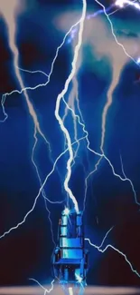 Dynamic blue lightning wallpaper with electric bolts.