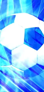 Vibrant blue soccer ball wallpaper featuring dynamic design elements.