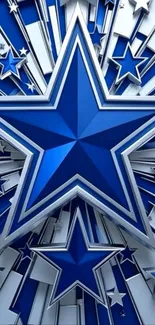 3D blue star geometric pattern wallpaper.