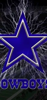 Dynamic blue star with electrifying background wallpaper.