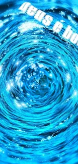 Swirling blue vortex with sparkling light reflections, in dynamic wallpaper design.