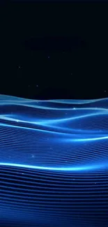 Abstract blue wave pattern with neon lights