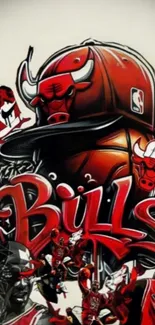 Bold Bulls street art mobile wallpaper.