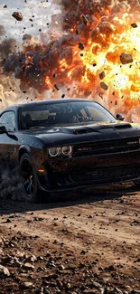 Black car races from dramatic explosion