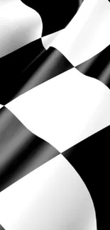 Mobile wallpaper featuring a sleek, black and white checkered racing flag design.