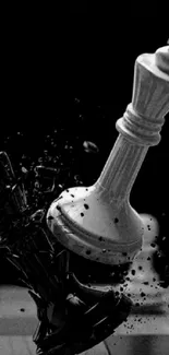 Black and white chess pieces clash dramatically in a strategic battle wallpaper.