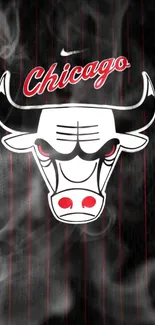 Chicago Bulls logo with smoke effect on black background.