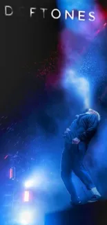 Live concert wallpaper with performer in blue lighting.