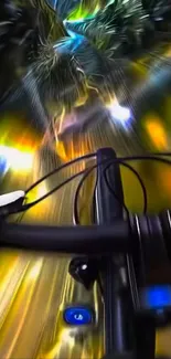Dynamic cycling adventure with vibrant colors on a mobile phone wallpaper.