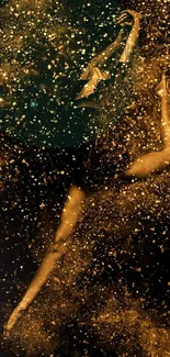 Dynamic dancer surrounded by golden sparks.