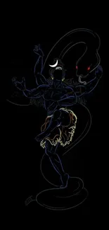 Dark artistic depiction of Lord Shiva with serpent, perfect for wallpaper.