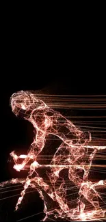 Digital neon cyclist artwork with motion trails on black background.