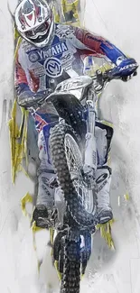 Motocross rider in dynamic action pose.