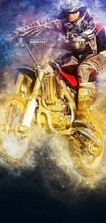 Exciting motocross dirt bike wallpaper with vibrant colors and dynamic motion.