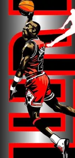 Basketball player dunking in vibrant design wallpaper.