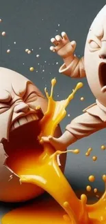 Creative egg battle illustration with vibrant colors.