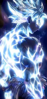 Electrifying anime character with blue aura