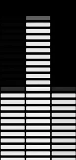 Dynamic monochrome equalizer bars on phone wallpaper.