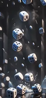 A dynamic scene of dice falling dramatically.