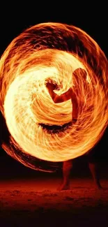 Dynamic fire dance wallpaper with vibrant orange swirl.