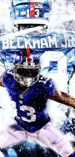 Dynamic football athlete in blue action wallpaper.