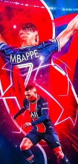 Dynamic football player in action on vibrant mobile wallpaper.