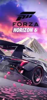 Forza Horizon 6 car racing against a mountainous backdrop.