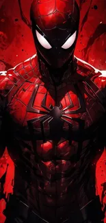 Vivid red superhero wallpaper with iconic comic character.