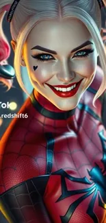 Vibrant art of a dynamic heroine with striking colors and intricate design.