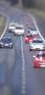 Blurred highway with moving cars and dynamic traffic scene.