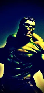 Dynamic Hulk posed against a green backdrop.