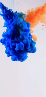 Dynamic blue and orange ink splash wallpaper for mobile phones.