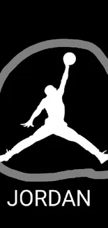 Black wallpaper with Jumpman silhouette and text 'Jordan'.