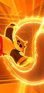 Kung Fu Panda in dynamic action with orange hues.