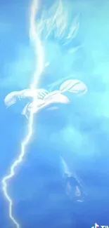 Electrifying anime character with lightning in blue hues.