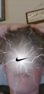 Dynamic lightning effect with central swoosh on wallpaper.