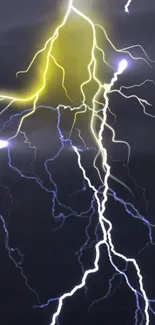 Dynamic yellow and white lightning against a dark background.