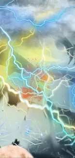 Vibrant lightning storm wallpaper with abstract clouds and colorful energy.