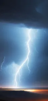 Stunning lightning storm with dark sky and vivid electric bolts.