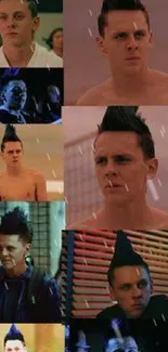 Collage of vibrant mohawk hairstyles in an urban setting with a dark blue theme.