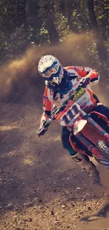 Motocross rider on a dirt track wallpaper.