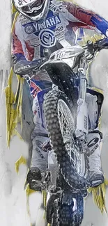 Motocross rider in dynamic action illustration.