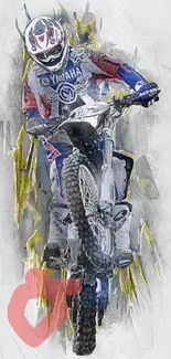 Motocross rider in action, energetic sport wallpaper.