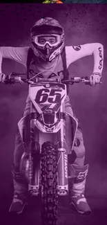 Motocross rider in action with bold purple tones.