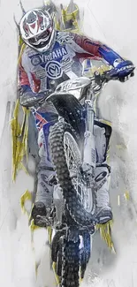 Thrilling motocross rider in action captured in dynamic wallpaper.