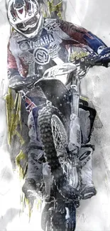 Dynamic motorbike racing captured in artistic mobile wallpaper.